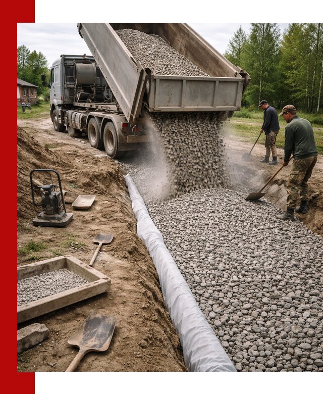 Гравий для дренажа с доставкой в Пензе качественный и недорогой