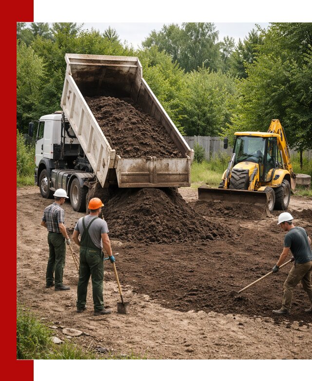 Доставка и укладка грунта для выравнивания участка в Пензе