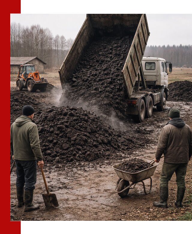 Доставка низинного торфа с разгрузкой и доставкой в Пензе