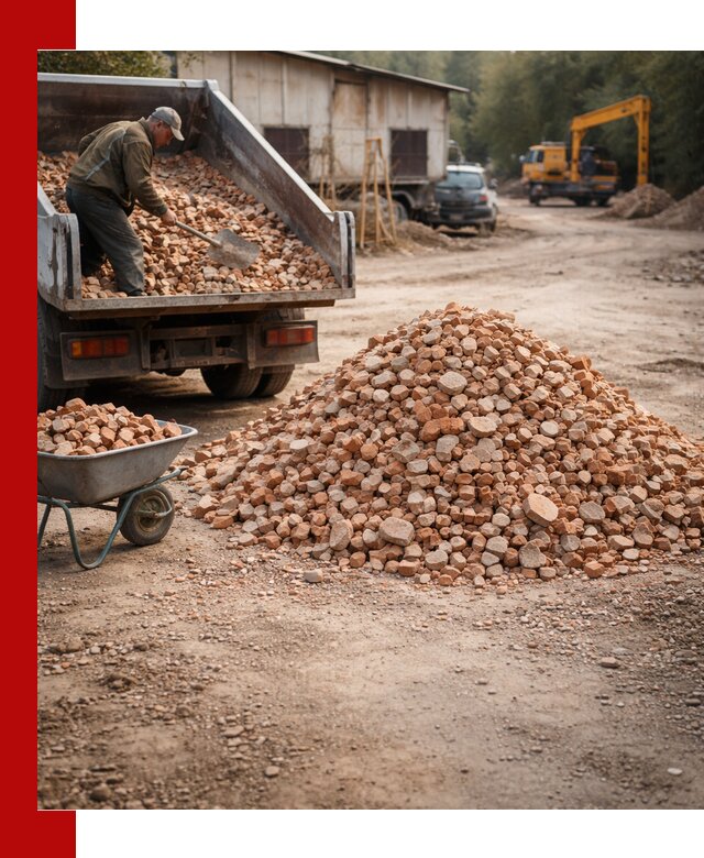 Доставка и подушка из боя кирпича с разгрузкой в Пензе