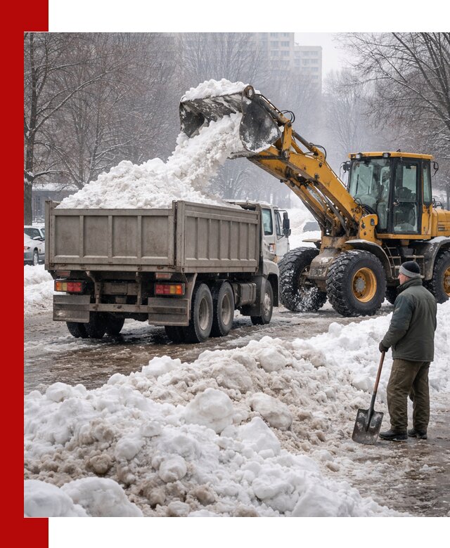 Вывоз снега грузовой техникой в Пензе оперативно и чисто