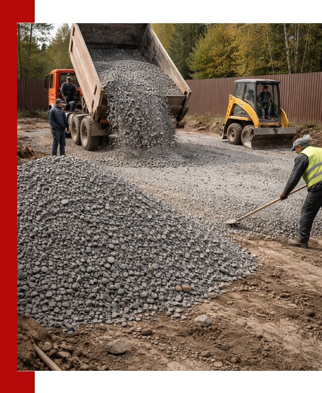 Отсыпка участка щебнем с доставкой и уплотнением в Пензе