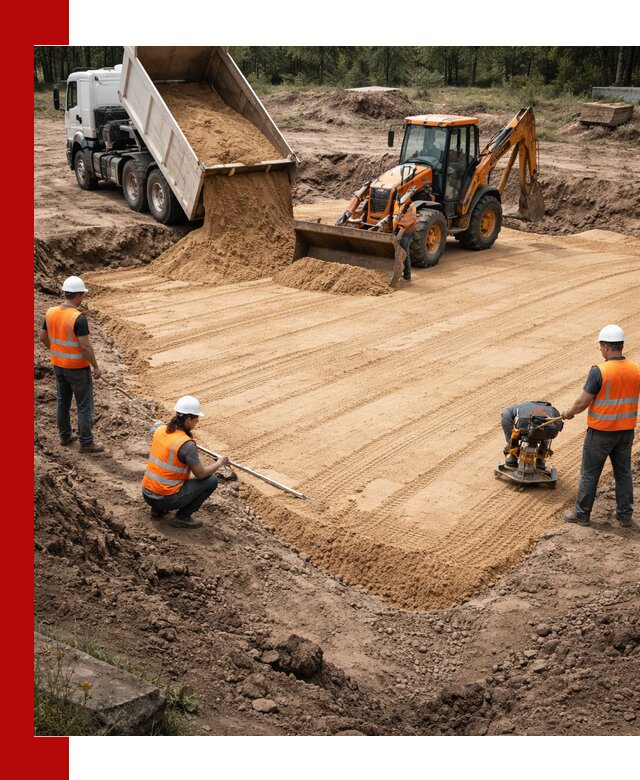 Устройство песчаной подушки для фундаментов и дорог в Пензе